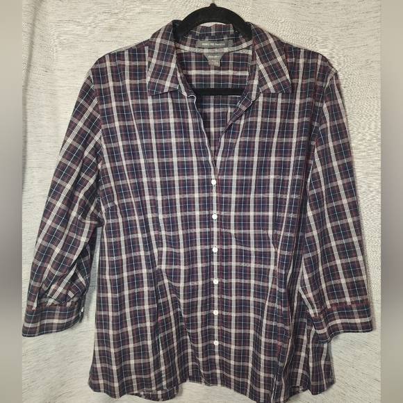Eddie Bauer 2XL Plaid 3/4 Sleeve - Picture 1 of 9